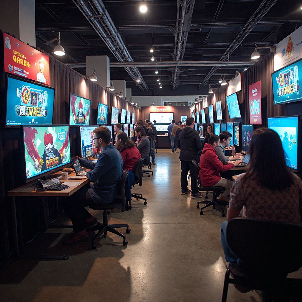 Indie game showcase booths